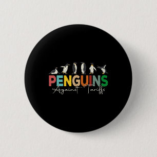 Penguins Against Tariffs Humor Animal Retro verzet Ronde Button 5,7 Cm