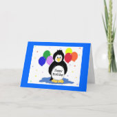 Penguins and Balloons Birthday Greeting Kaart (Voorkant)