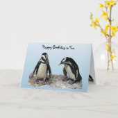 Penguins Birthday Kaart (Gele Bloem)