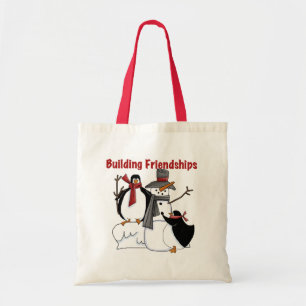 Penguins Building Friendship tshirts and Gifts Tote Bag