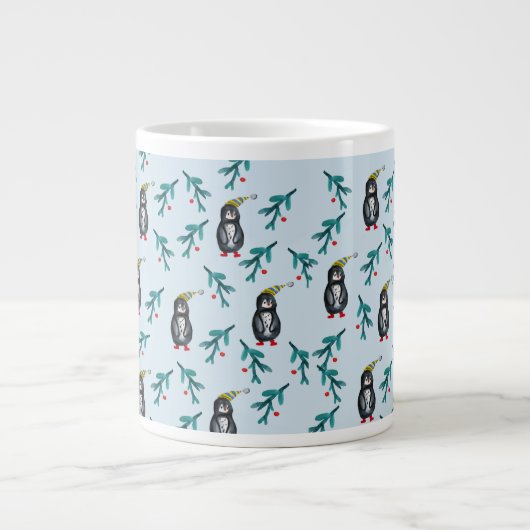 Penguins Christmas Art Extra Grote Beker (Voorkant)