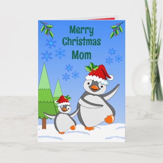 Penguins Christmas Folded Greeting Card Kaart (Voorkant)