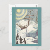 Penguins en Ship Stuck in Ice Briefkaart (Voorkant / Achterkant)
