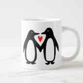 Penguins Holding Hands Cute Couple Extra Grote Beker (Rechts)