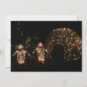 Penguins Holiday Light Display Feestdagenkaart