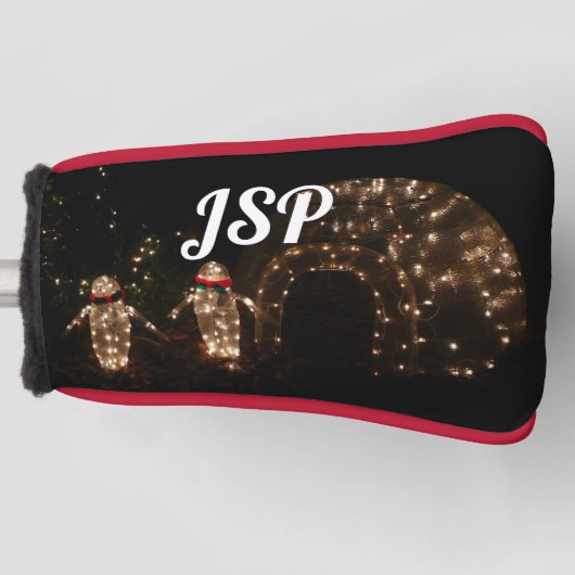 Penguins Holiday Light Display Golfheadcover (Voorkant)