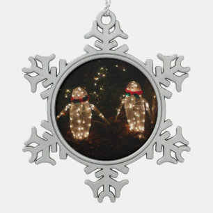 Penguins Holiday Light Display Tin Sneeuwvlok Ornament