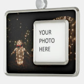 Penguins Holiday Light Display Verzilverd Kader Ornament (Links)