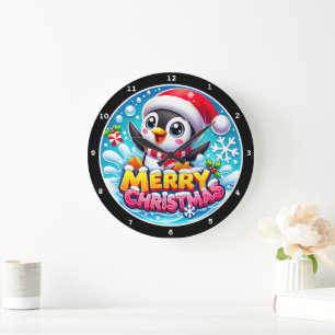 Penguin's Holiday Spirit" - Vrolijke Kerst Grote Klok