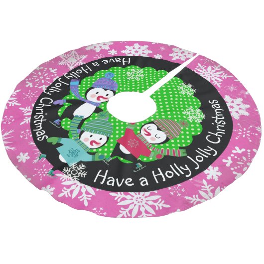 Penguins Holly Jolly Kerstmis 2Holiday Tree Skirt Kerstboom Rok (Gekanteld)