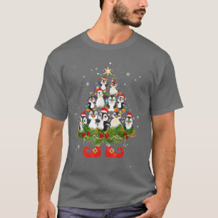 Penguins kerstboom Lights Funny Santa Hat Lov T-shirt