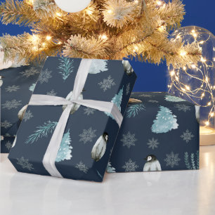Penguins kerstpatroon cadeaupapier