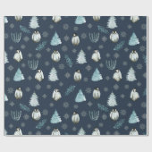 Penguins kerstpatroon cadeaupapier (Vlak)