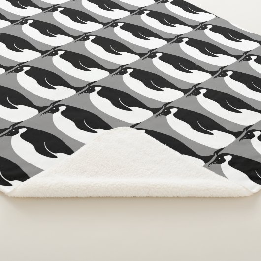 Penguins Pattern Gray Black White Sherpa Deken (3/4)