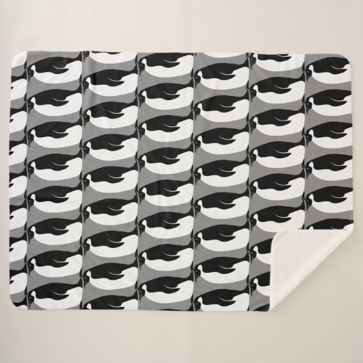 Penguins Pattern Gray Black White Sherpa Deken (Voorkant (horizontaal))