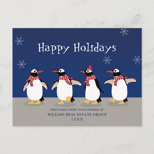 Penguins Red Scarf kerst Corporate Greeting Briefkaart (Voorkant)