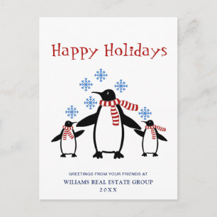 Penguins Red Scarf kerst Corporate Greeting Briefkaart