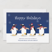 Penguins Red Scarf kerst Corporate Greeting Feestdagenkaart (Voorkant)