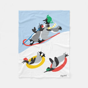 Penguins Slaping Fleece Deken