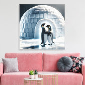 Penguins Slow Dancing beroemd gemaakt door Igloo Canvas Afdruk (Insitu (Woonkamer))