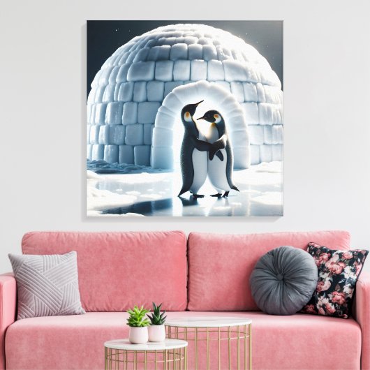 Penguins Slow Dancing beroemd gemaakt door Igloo Canvas Afdruk (Insitu (Woonkamer))