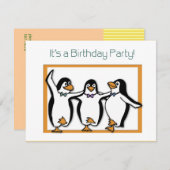 Penguins verjaardagsfeestje uitnodiging (Voorkant / Achterkant)