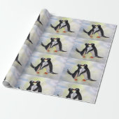 Penguins Watercor Art Matte Wrapping Paper Cadeaupapier (Uitgerold)