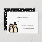 Penguins Wedding Response Card RSVP Kaartje (Voorkant / Achterkant)