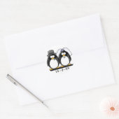 Penguins Wedding Ronde Sticker (Envelop)