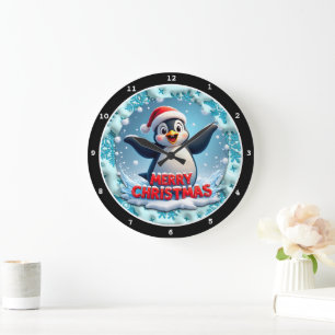 Penguin's Winter Wonderland" - Schattige Kerstfees Grote Klok