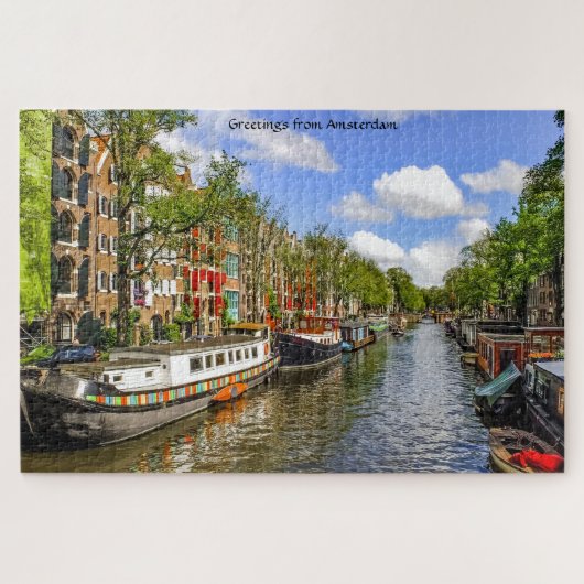 Péniches d'Amsterdam. Puzzle (Horizontal)