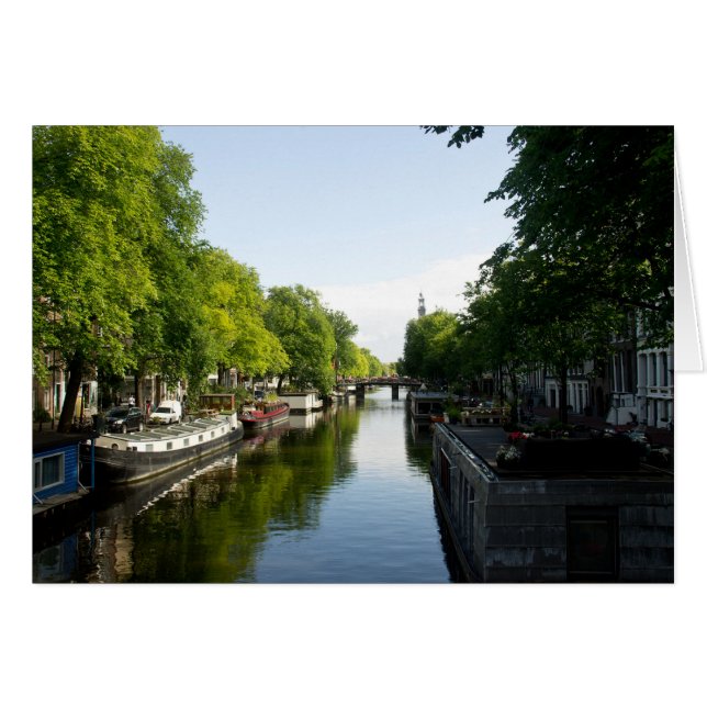 Péniches sur un canal d'Amsterdam (Devant horizontal)