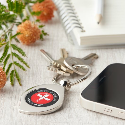 Penicillin Medical Alert Metal Keychain (Zijkant)