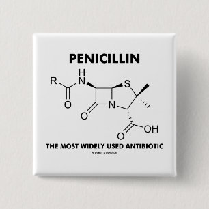 Penicillin most Widely used antibiotic (Chemistry) Vierkante Button 5,1 Cm
