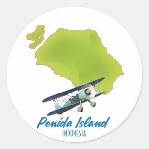 Penida eiland kaart ronde sticker