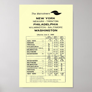 Penn Central Railroad Metroliner Timtable Poster