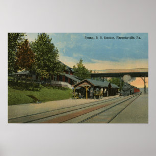 Penn Railway Station Phoenixville PA Train Poster