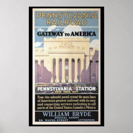 Penn Station, Gateway To America 1929 Poster Print (Devant)