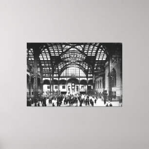 Penn Station New York City 1910 (zwart-wit) Canvas Afdruk