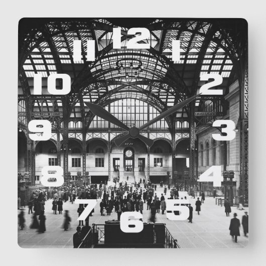 Penn Station New York City Railroad Vierkante Klok (Voorkant)
