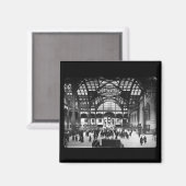Penn Station NYC 1910 Magic Lantern Slide Magneet (Voorkant / Achterkant)