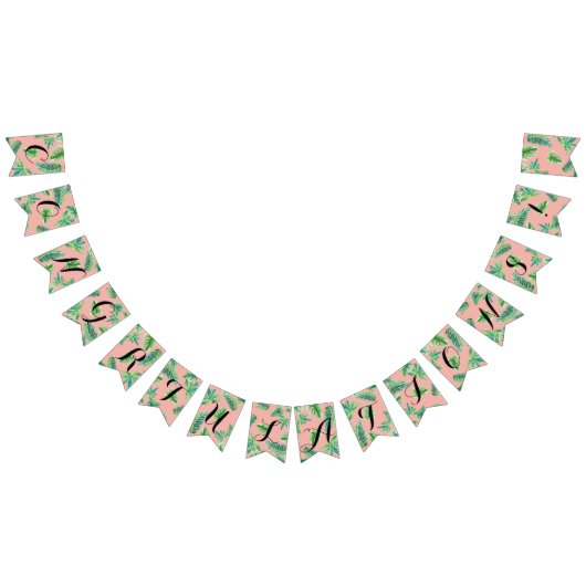 Pennant Gefeliciteerd met Pink Leaf Afstuderen Vlaggetjes (Alle)