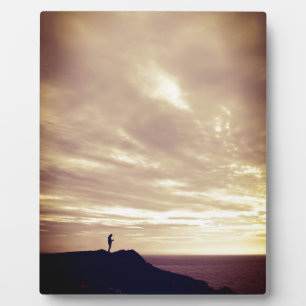 Pennard kliffs bij zonsondergang, Gower, Swansea Fotoplaat