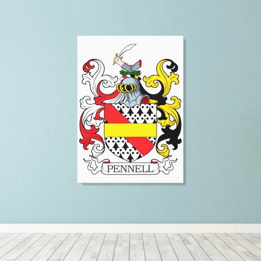 Pennell Family Crest Canvas Afdruk (Insitu (Houten vloer))