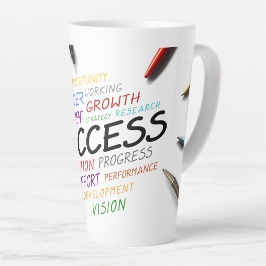 Pennen op witte achtergrond latte mok (Rechterhoek)