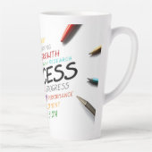 Pennen op witte achtergrond latte mok (Rechts)