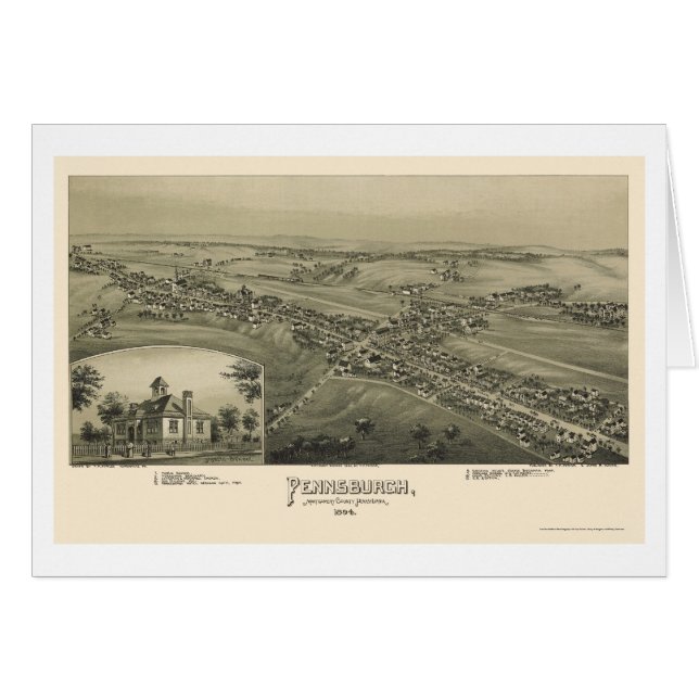 Pennsburgh, PA Panoramic Map - 1894 (Voorkant Horizontaal)