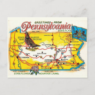 Pennsylvania Ansichtkaart Kaart