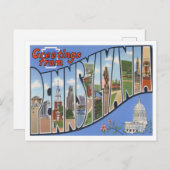 Pennsylvania  Big Letters Briefkaart (Voorkant / Achterkant)