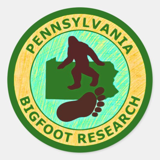 Pennsylvania Bigfoot Research Ronde Sticker (Voorkant)